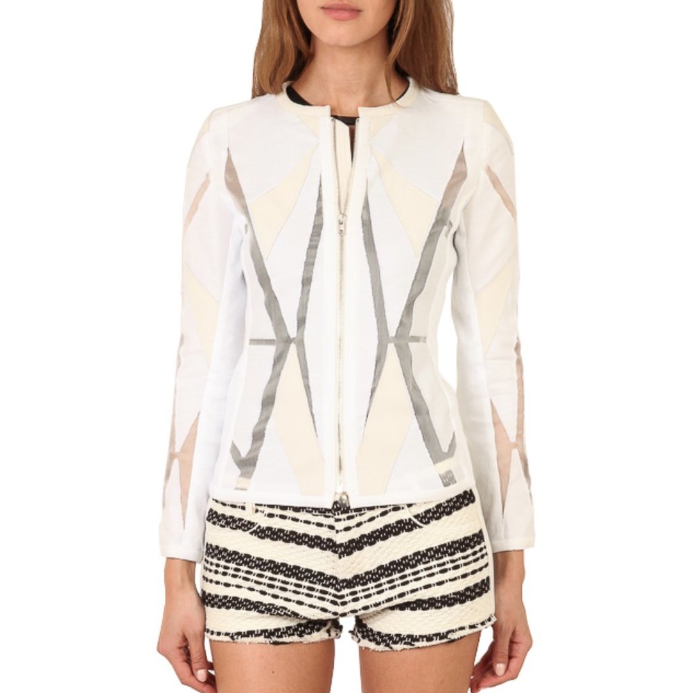 IRO White Allegra Burnout Sheer Slash Jacket
